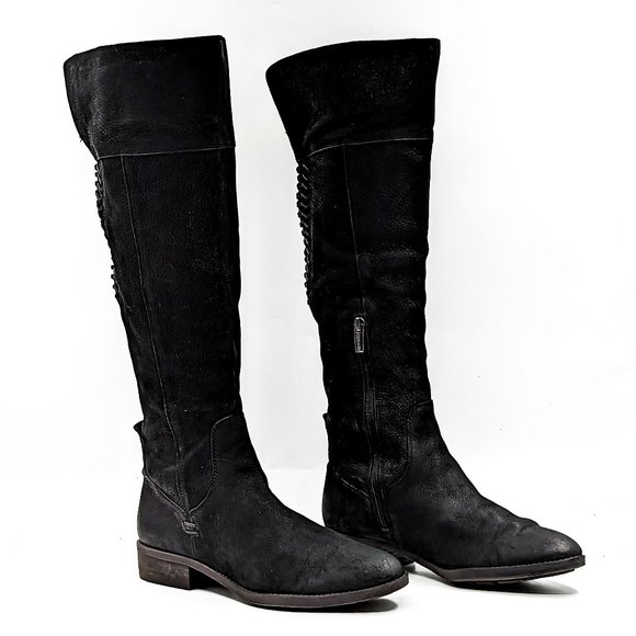 Vince Camuto Women Patamina OTK Black Faded Leather Riding Boots size 9 - Picture 1 of 12